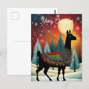 Carte Postale Noël à Llama Pine Tree
