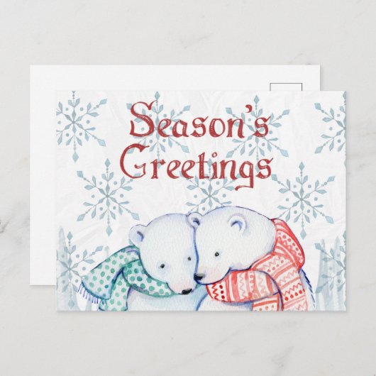 Carte Postale Noël à l'ours polaire (Devant / Derrière)