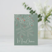 Carte Postale Noël abstrait floral simple gui (Debout devant)