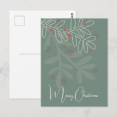 Carte Postale Noël abstrait floral simple gui (Devant / Derrière)