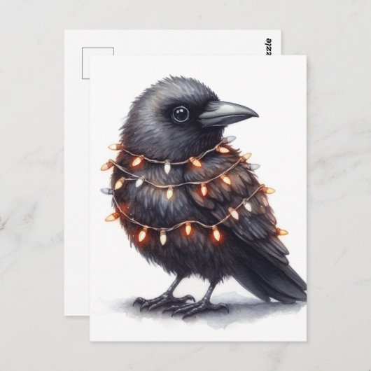 Carte Postale Noël adorable du Corbeau (Devant / Derrière)