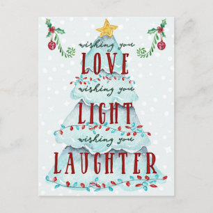 Carte Postale Noël Amour Lumière rire Arbre de Vacances