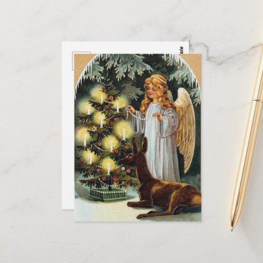 Carte Postale Noël Angel de Noël rétro (Devant/Arrière en situation)