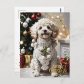 Carte Postale Noël. Animal domestique. Chiot mignon.  (Devant / Derrière)