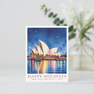 Carte Postale Noël aquarelle personnalisé Australie Sydney