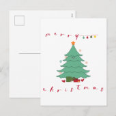 Carte postale Noël | Arbre de Noël de Kawaii (Devant / Derrière)
