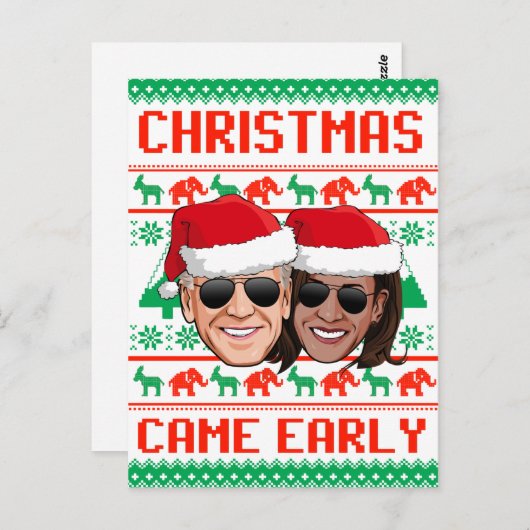 Carte Postale NOËL ARRIVE TÔT - Biden Harris 2020 (Devant / Derrière)