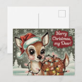 Carte Postale Noël aux Cerfs Vintages (Devant / Derrière)