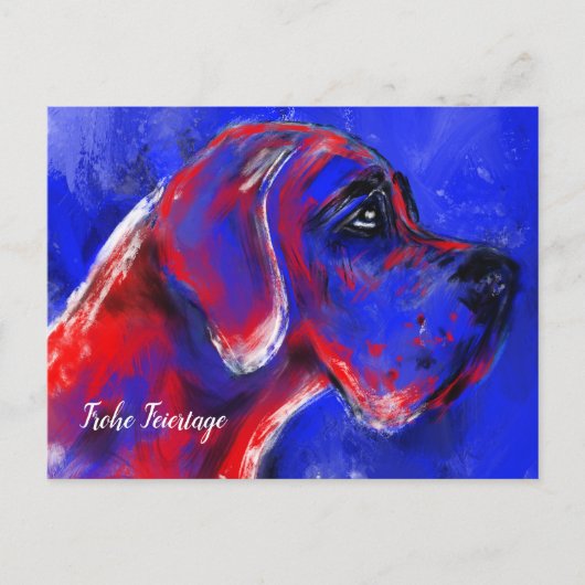 Carte Postale Noël avec Dogue Portrait (Devant)