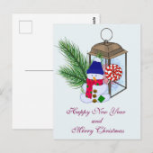 Carte Postale Noël avec un bonhomme de neige (Devant / Derrière)