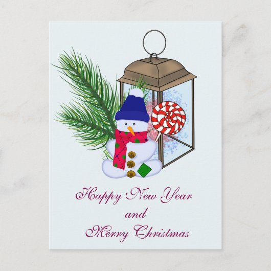 Carte Postale Noël avec un bonhomme de neige (Devant)