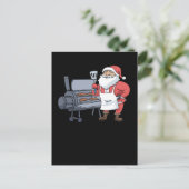 Carte Postale Noël Barbecue Santa Claus Grill Smoker Steak (Debout devant)