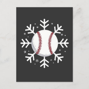 Carte Postale Noël Baseball Snowflake Sport Hit hit run