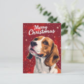 Carte Postale Noël beagle (Debout devant)