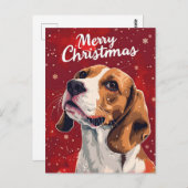 Carte Postale Noël beagle (Devant / Derrière)