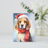 Carte Postale Noël beagle (Debout devant)
