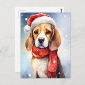 Carte Postale Noël beagle (Devant / Derrière)
