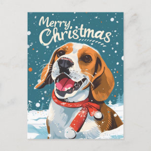 Carte Postale Noël beagle