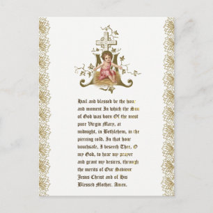 Carte Postale Noël Bébé Jésus en Manger Croix mariale