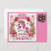 Carte Postale Noël belle licorne (Devant / Derrière)