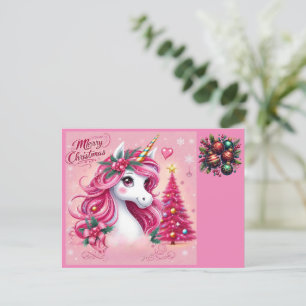 Carte Postale Noël belle licorne