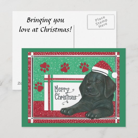 Carte postale Noël Black Lab (Devant / Derrière)