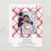 Carte Postale Noël blanc rouge moderne (Devant / Derrière)