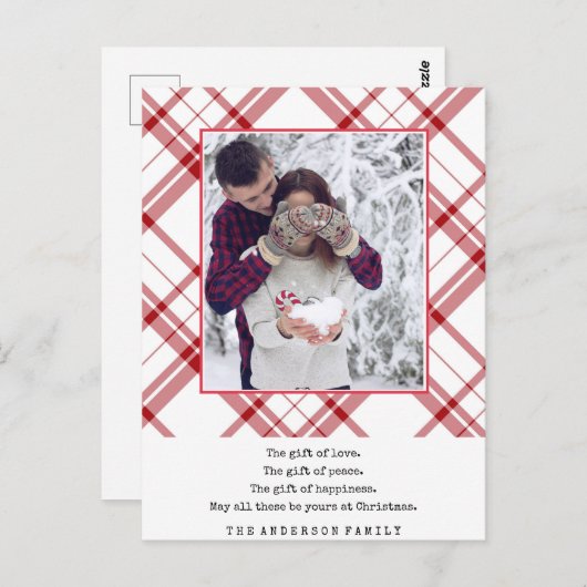 Carte Postale Noël blanc rouge moderne (Devant / Derrière)