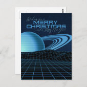 Carte Postale Noël bleu rétro (Devant / Derrière)