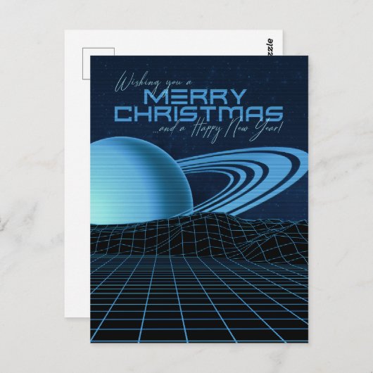 Carte Postale Noël bleu rétro (Devant / Derrière)