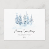 Carte Postale Noël Blue Winter Forest Paysage rustique (Devant)