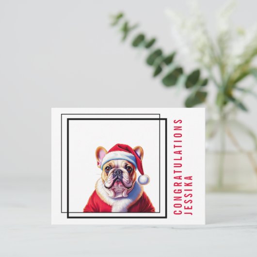 Carte Postale Noël Bouledogue Français  (Debout devant)