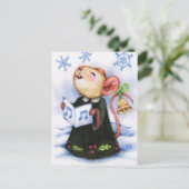 Carte postale Noël Caroling Mouse mignonne Holiday (Debout devant)