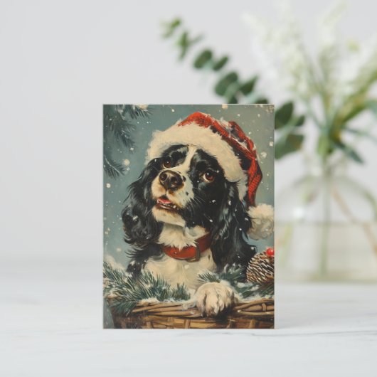 Carte Postale Noël Cavalier King Charles Spaniel (Debout devant)