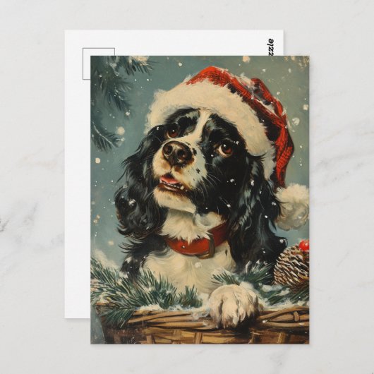 Carte Postale Noël Cavalier King Charles Spaniel (Devant / Derrière)