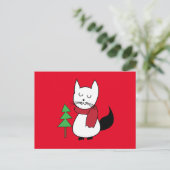Carte Postale Noël Chat (Debout devant)