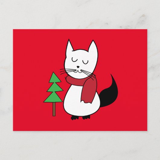 Carte Postale Noël Chat (Devant)