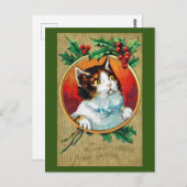 Carte Postale Noël, Chat de Noël (Devant / Derrière)
