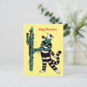 Carte Postale Noël Chat Et Cactus Étranges Noël (Debout devant)