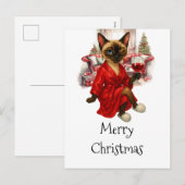 Carte postale Noël Chat Siamais - Fêtes Funny (Devant / Derrière)