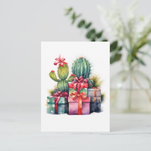 Carte Postale Noël Chèvre Lumière de Noël (Debout devant)