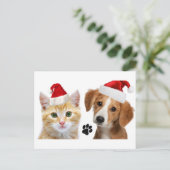 Carte Postale Noël Chien Chat Cute Animaux de Noël Noël Noël (Debout devant)