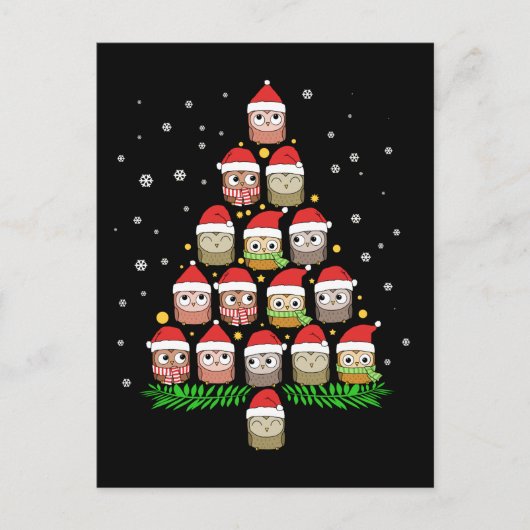 Carte Postale Noël Chouette Cadeaux Filles Noël Arbre Chouette C (Devant)