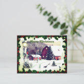 Carte Postale Noël classique Scènes de neige Salutations (Debout devant)