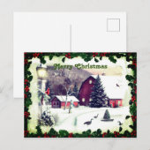 Carte Postale Noël classique Scènes de neige Salutations (Devant / Derrière)