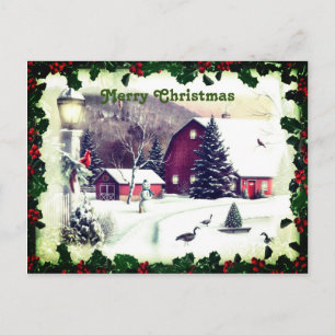 Carte Postale Noël classique Scènes de neige Salutations
