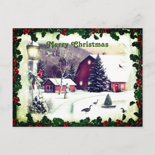Carte Postale Noël classique Scènes de neige Salutations (Devant)