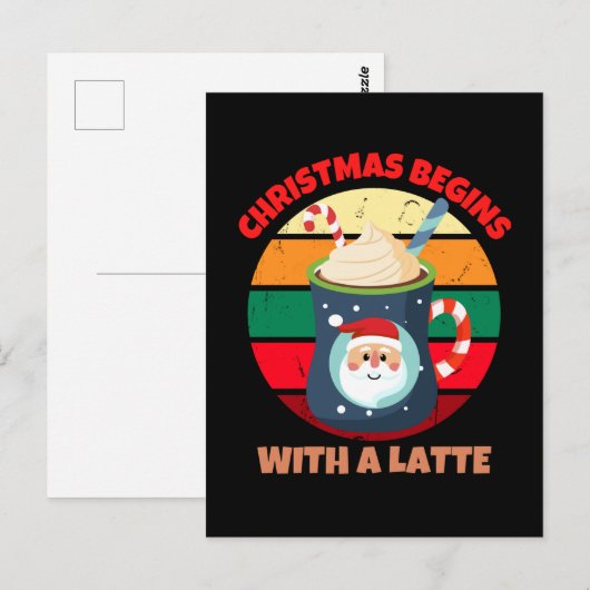 CARTE POSTALE NOËL COMMENCE AVEC UN LATTE (Devant / Derrière)
