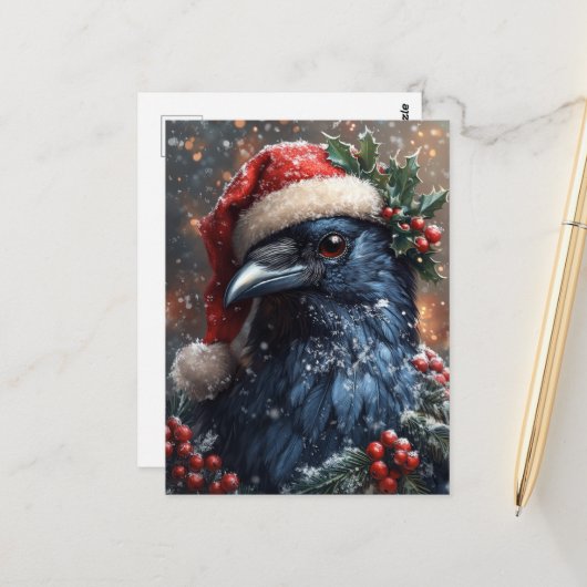 Carte Postale Noël Corbeau (Devant/Arrière en situation)