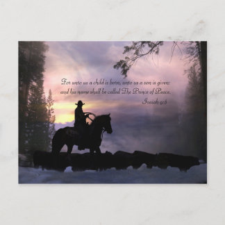 Carte Postale Noël Cowboy Pays Occidental Fête Religieuse